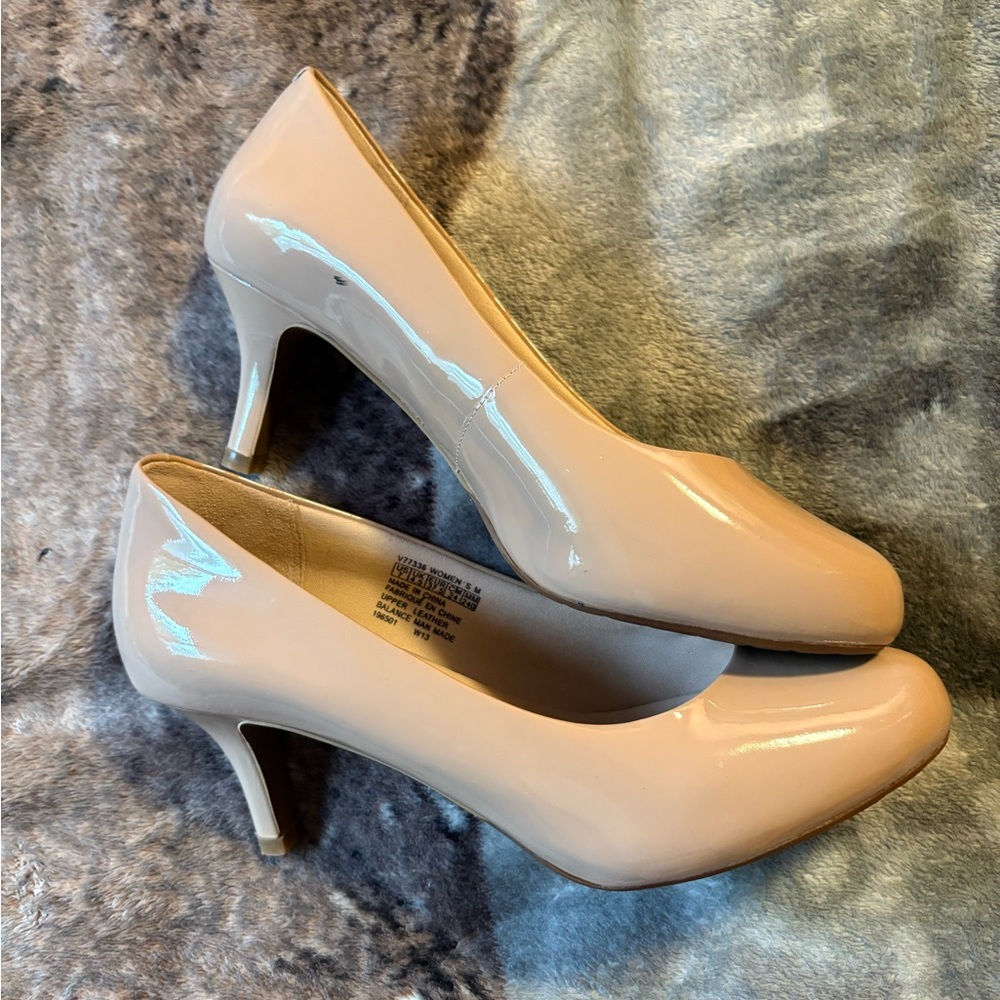 Elegant Nude Patent Leather Heels